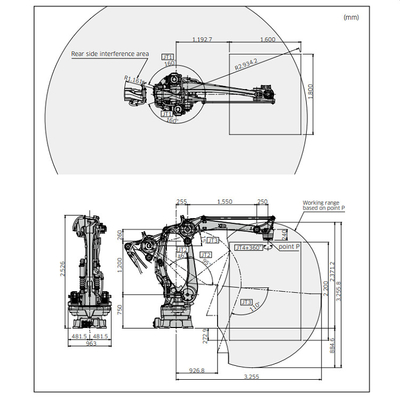 Kawasaki Robots CP180 6 Reichweiten-Auswahl-Platz des Achsen-Roboter-Arm-180KG der Nutzlasten-3255mm mit Greifer