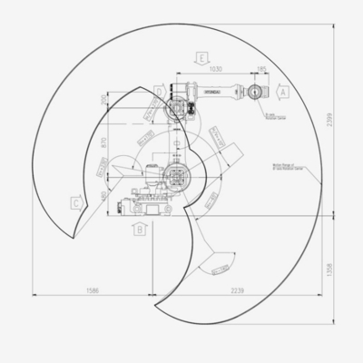 6 Achse Hyundai, das den Industrieroboter-Arm HH050 schweißt mit Greifer verpackt