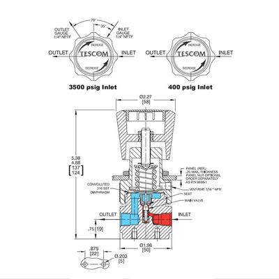 Tescom-Regler-elektropneumatisches Ventil-Stellwerk 44 2200 Reihen-Druckregler