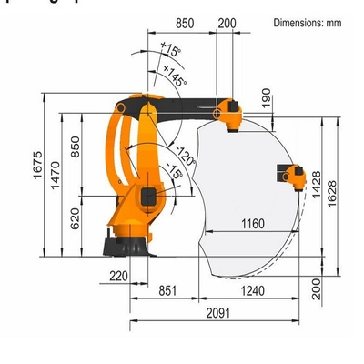 Äxte PAs 4 Kr-40, die Kuka-Roboter-Arm-Nutzlast 40KG mit GBS-Roboter-Schiene palettieren
