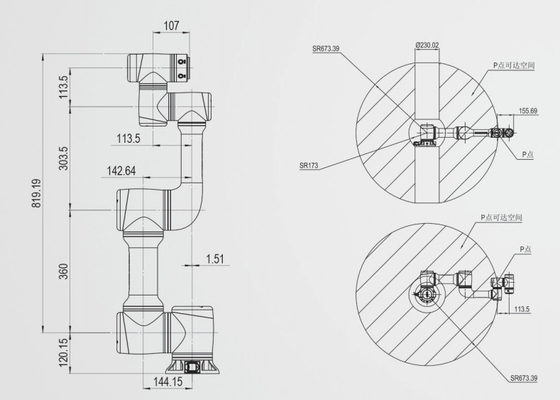Flexible Nutzlasten-kooperativer schweißender Roboter JAKA 6 der Achsen-819mm Reichweiten-7kg mit Binzel