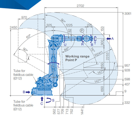 Starke Behandlungshohe Nutzlasten-industrielle 6 Achse des Yaskawa-Roboter-Arm-180kg GP180