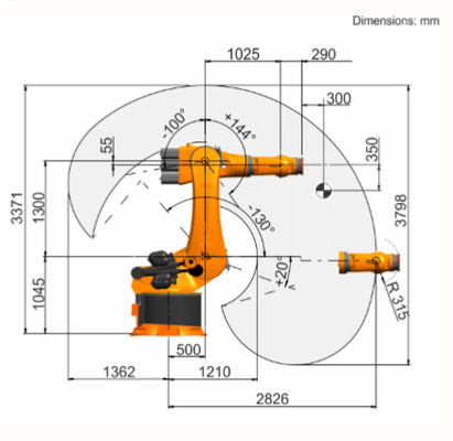 Universalroboter R2830 Kr 360 mit dem Industrieroboterarm des Punktschweissen-Gewehrs KUKA