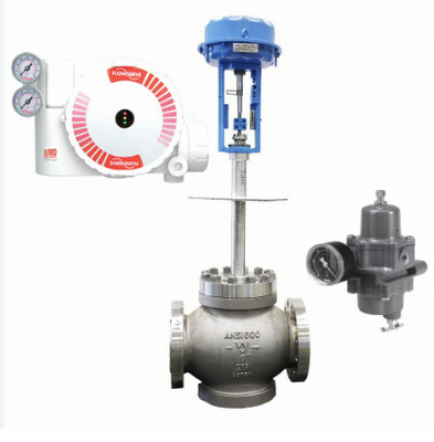 Pneumatisches Regelventil mit weißem und rotem Hochpräzision Flowserve-Stellwerk USA Logix 3200 MD