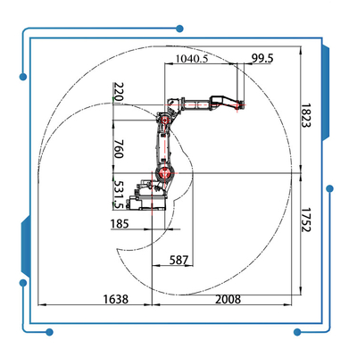 des Elektroschweißen-Roboters GBS6-C2080 6 des Porzellans GBS Achsenroboter-Roboterarm mit Schweißgerät Megmeet CM350