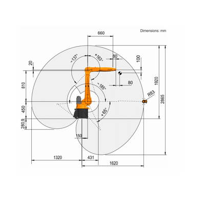 Kuka Industrial Robotic 6 Axis KR 8 R1620 mit CNGBS Robot Guide Rail für die Handling-Automatisierung