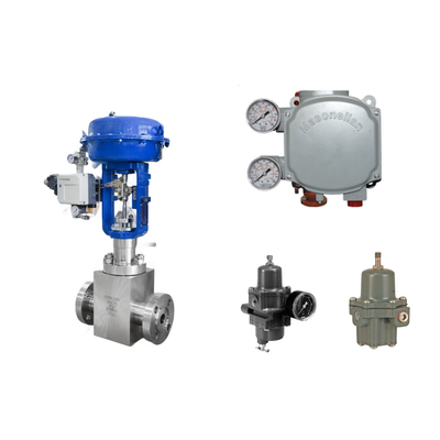 Pneumatisches Steuerventil mit Masoneilan SVi1000 Digital Valve Positioner und Fisher 67CFR Filter Regulator