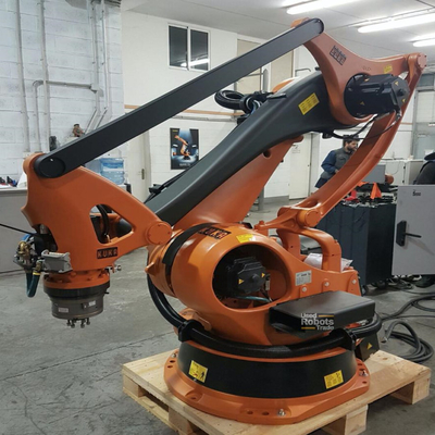 Palletierungsroboterarm 5 Achsen Kuka KR 180 PA mit CNGBS-Roboterleitbahn für den Palletierungsroboter