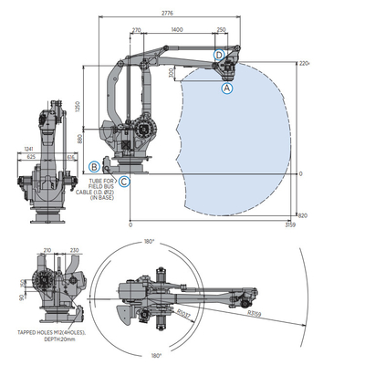 Industrieroboter YASKAWA MPL160II mit Roboterarm mit 160 kg Nutzlast für die Palletierung