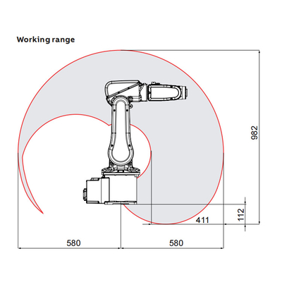ABB IRB120 mit 6 Achsen Roboterarm und Nutzlast 3 kg 580 mm für das Auswählen und Platzieren als Handling-Roboter