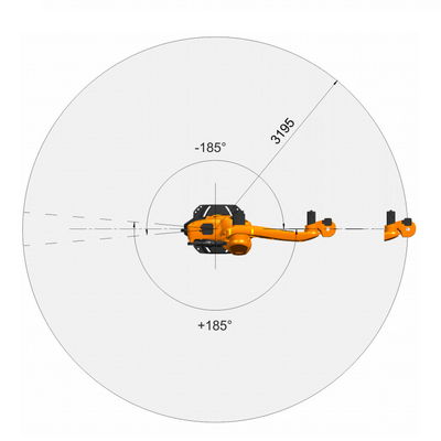 KUKA KR 180 R3200 PA 5-Achsen-Roboterarm mit 180 kg Nutzlast für Verpackungsmaschine als Pelletizing-Roboter