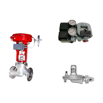 Pneumatisches Steuerventil mit Masoneilan SVI2-21113111 Ventilpositionierer und Fisher T205B Druckreglerventil