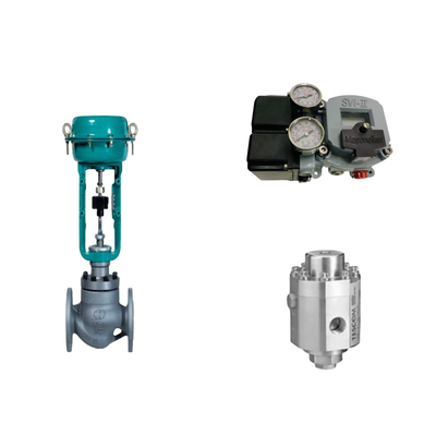Pneumatisches Steuerventil mit Masoneilan SVI2-21123121 Positionierer und Tescom 26-1100 Druckregelventil