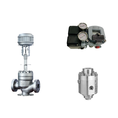 Pneumatisches Steuerventil mit Masoneilan SVI2-21123121 Positionierer und Tescom 26-1100 Druckregelventil
