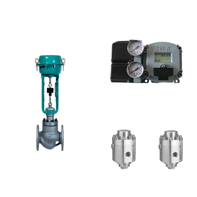 Pneumatisches Steuerventil mit Masoneilan SVI2-21123111 Positionierer und Tescom 26-1100 Druckregelventil