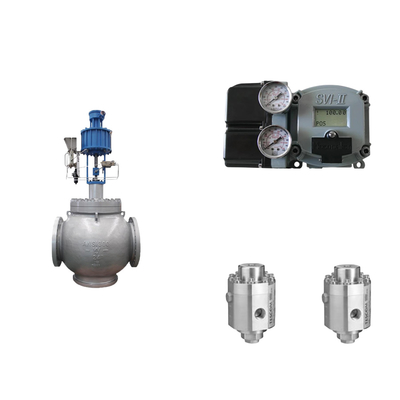 Pneumatisches Steuerventil mit Masoneilan SVI2-21123111 Positionierer und Tescom 26-1100 Druckregelventil