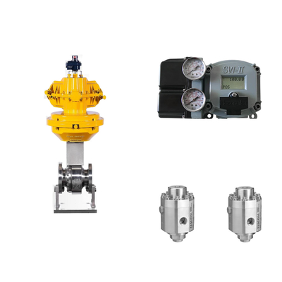 Pneumatisches Steuerventil mit Masoneilan SVI2-21123111 Positionierer und Tescom 26-1100 Druckregelventil