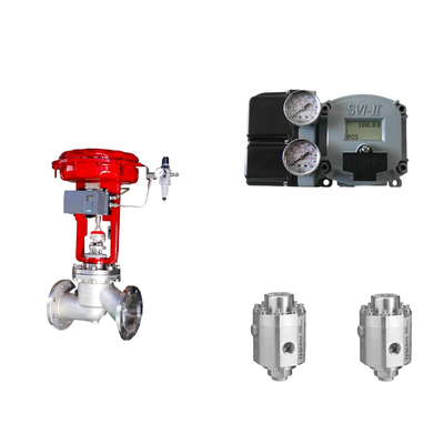 Pneumatisches Steuerventil mit Masoneilan SVI2-21123111 Positionierer und Tescom 26-1100 Druckregelventil
