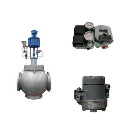 Globusventil mit Masoneilan SVI2-AP-Reihe Ventilpositionierer und Fisher 846 Elektro-Pneumatikwandler