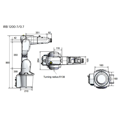 ABB IRB1200 Industrieroboter mit 7 kg Nutzlast als 6-Achsen-Roboterarm für die Materialbearbeitung