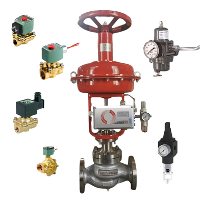 Pneumatisches Steuerventil Linear mit Flowserve LOGIX 520MD DIGITAL HART VALVE POSITIONER und ASCO Solenoidventil auf Lager
