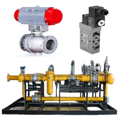 Schaltfläche für das Schalten von Ventilen mit Samson-Ventilmodell 44-11 und Solenoidventilmodell 3962, sowie Grenzschaltermodell 4747