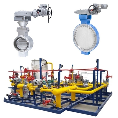 Druck- / Durchflussregelung Skid Samson LTR 43 Schmetterlingsventile und Auma elektrische Aktoren und Zahnboxen