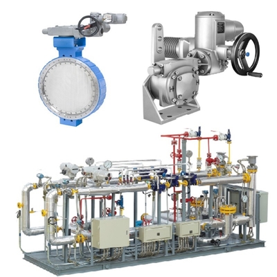 Druck- / Durchflussregelung Skid Samson LTR 43 Schmetterlingsventile und Auma elektrische Aktoren und Zahnboxen