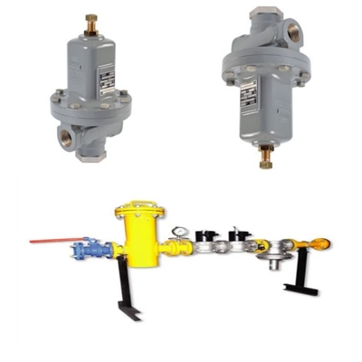 Ventilschalter mit Sicherheitsventilen der Baureihe Fisher MR98/MR98L/MR98H und Druckmessgeräten von WIKA