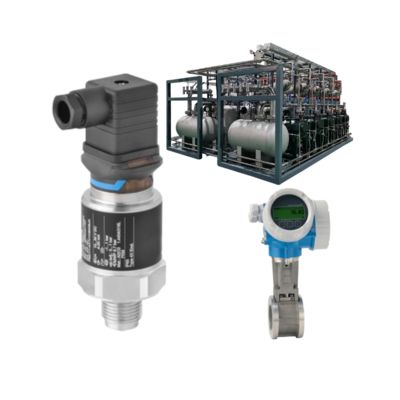Druck-/Durchflusssteuerungseinheit mit Endress+Hauser Proline Prowirl D 200 Wirbeldurchflussmesser und Cerabar PMC11 Drucksender