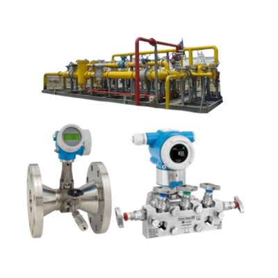 Druck-/Durchflussregelungseinheit mit Endress+Hauser Proline Prowirl R 200 Durchflussmesser und Deltabar PMD50 Differenzdrucktransmitter.