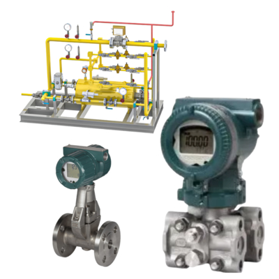 Druck-/Durchflussregelungssystem mit einem Wirbeldurchflussmessgerät der Serie Yokogawa VY und einem mehrvariablen Sender der Serie EJX 910A