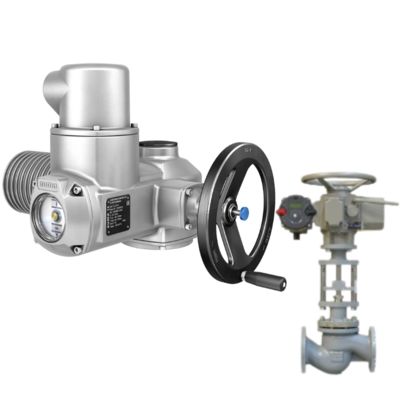 Motorisiertes Kugelventil mit AUMA GS Teildrehgetriebe und SA mehrdrehender modularer universeller elektrischer Aktoren.