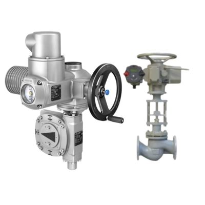 Motorisiertes Kugelventil mit AUMA GS Teildrehgetriebe und SA mehrdrehender modularer universeller elektrischer Aktoren.