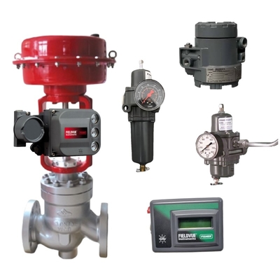 Regelventil mit Fisher 846 I/P-Wandler & TopWorx GO Switch Modell 73 / Modell 81 Endschalter und Fisher DVC6200 Stellungsregler für hochpräzise Steuerung in rauen Umgebungen