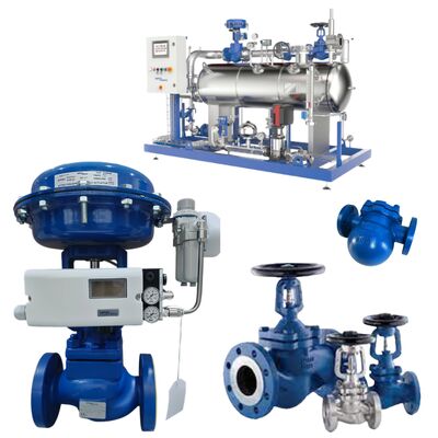 Expert Steam Solutions Spirax Sarco Bellows Sealed Stop Valve BSA2T BSA3T und Kugel-Schwimmer-Dampffalle FT14 und Regelventil