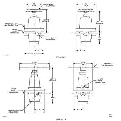 Brandneue industrielle Steuerklappen Emerson Fisher 1301F-1 1301F-3 1301G Direktbetriebene Druckregler