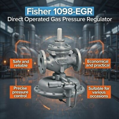 Fisher 1098-EGR Gasdruckregler mit Vorsteuerklappe, hoher Durchflussleistung und einstellbarem Ausgangsdruck