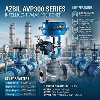 Azbil AVP307 Digitaler Ventilstellungsregler mit HART-Kommunikation, 4–20 mA DC-Eingang und IP65-Gehäuse