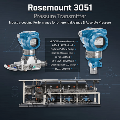 Rose-Mount 3051 Smart-Drucktransmitter mit 316L Edelstahl 4-20 mA DC / HART und ± 0,04% Span Genauigkeit