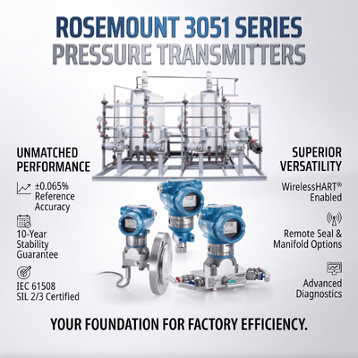 Rose-Mount 3051 Smart-Drucktransmitter mit 316L Edelstahl 4-20 mA DC / HART und ± 0,04% Span Genauigkeit