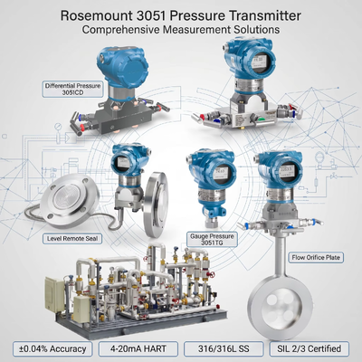 Rose-Mount 3051 Smart-Drucktransmitter mit 316L Edelstahl 4-20 mA DC / HART und ± 0,04% Span Genauigkeit