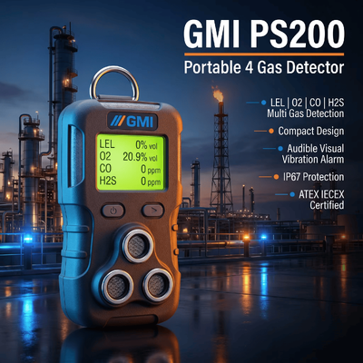 GMI PS200 PS500 persönlicher Gasmessgerät Portable 4 Gas Sensor Öl Gassicherheitsdetektion Gasdetektor
