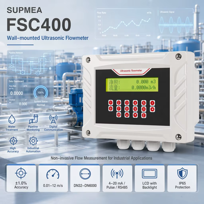Supmea FSC400 Ultraschall-Durchflussmesser Nicht-invasiver Klemm-Durchflussmesser für Wasser Industrieller Durchflussmesser