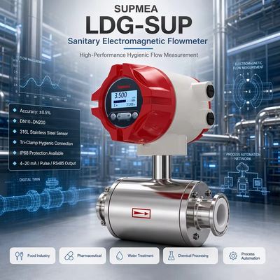 Supmea LDG-SUP LDG-SUP-A100 Lebensmittelgeeigneter elektromagnetischer Durchflussmesser für Getränke und Molkereiprodukte