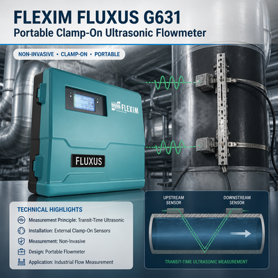 Flexim FLUXUS G631 BA ST EE Portable Clamp-on Ultraschall-Durchflussmesser Gase Flüssigkeiten Dampf-Durchflussmesser
