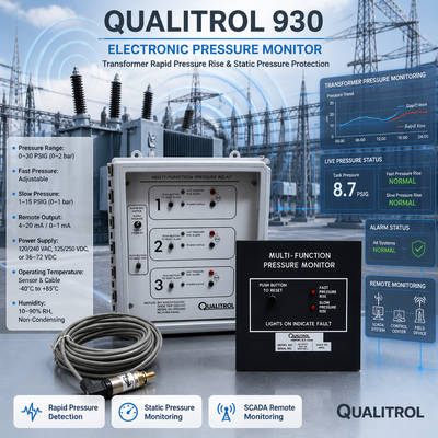 Qualitrol 930 Electronic Pressure Monitor Transformer Pressure Monitor Rapid Pressure Rise Static Pressure Monitor