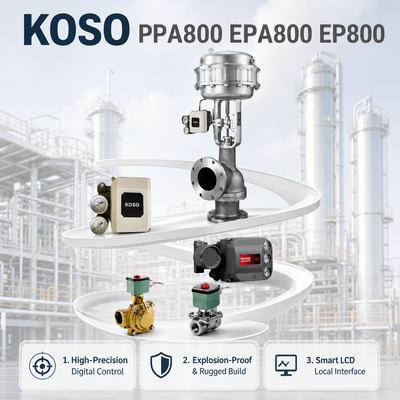KOSO Smart Valve Positioner PPA800 EPA800 EP800 Elektro Pneumatische OEM Hochpräzision 140 700kPa Kontrolle der petrochemischen Industrie