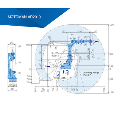 2.0KVA bewaffnen das Schweißen von 2010mm 6 Achse Yaskawa-Roboter-Arm