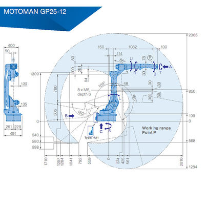 Nutzlast 2010mm Yaskawa GP25-12 12kg 6 Achsen-Roboter-Arm